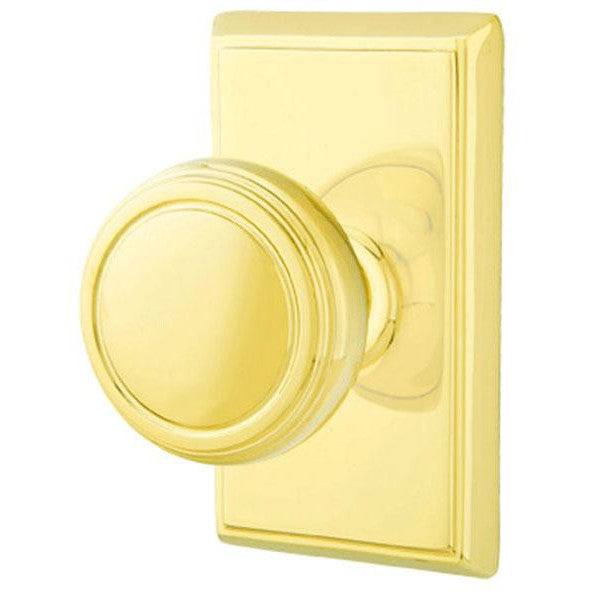 Solid Brass Norwich Door Knob Set With Rectangular Rosette (Several Finish Options) EMTEK