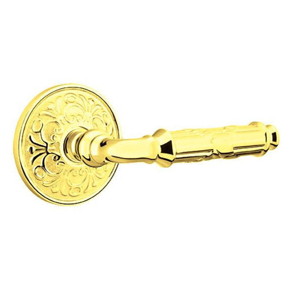 Solid Brass Ribbon & Reed Lever With Lancaster Rosette EMTEK