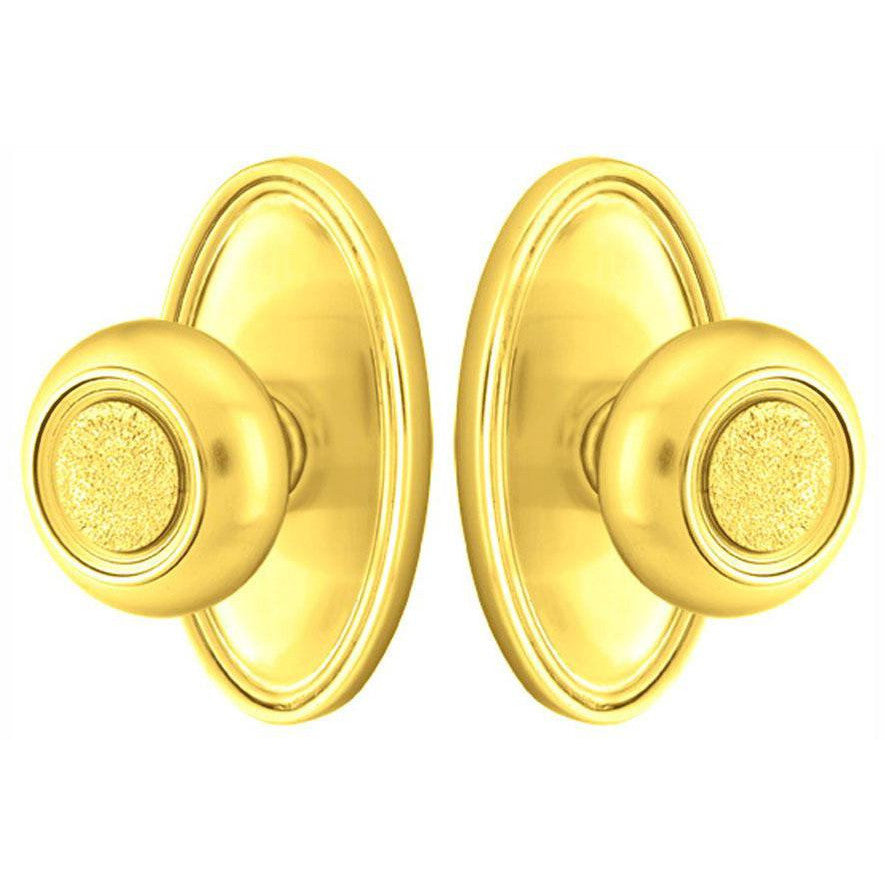 Solid Brass Belmont Door Knob Set With Oval Rosette (Several Finish Options) EMTEK