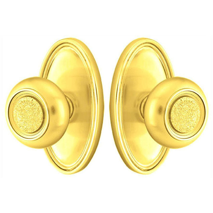 Solid Brass Belmont Door Knob Set With Oval Rosette (Several Finish Options) EMTEK