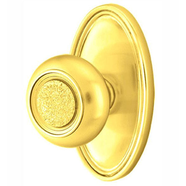 Solid Brass Belmont Door Knob Set With Oval Rosette (Several Finish Options) EMTEK