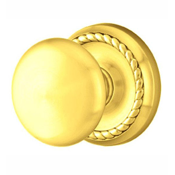 Solid Brass Providence Door Knob Set With Rope Rosette (Several Finish Options) EMTEK