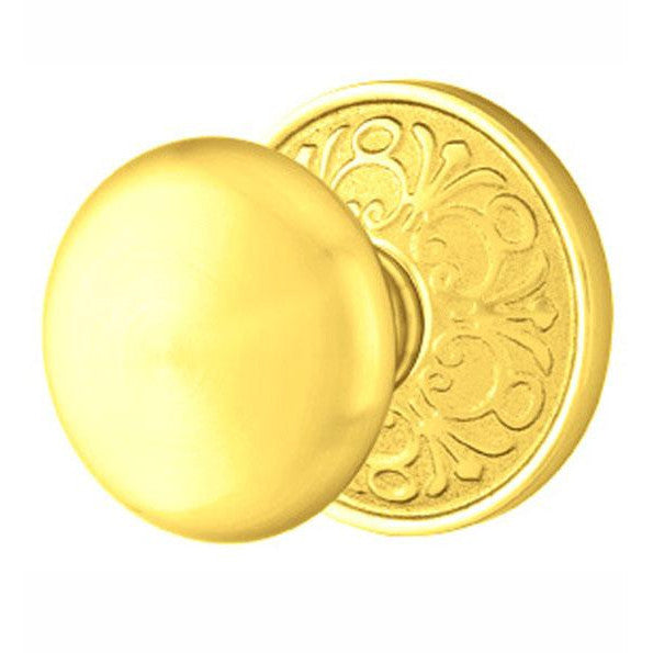 Solid Brass Providence Door Knob Set With Lancaster Rosette (Several Finish Options) EMTEK