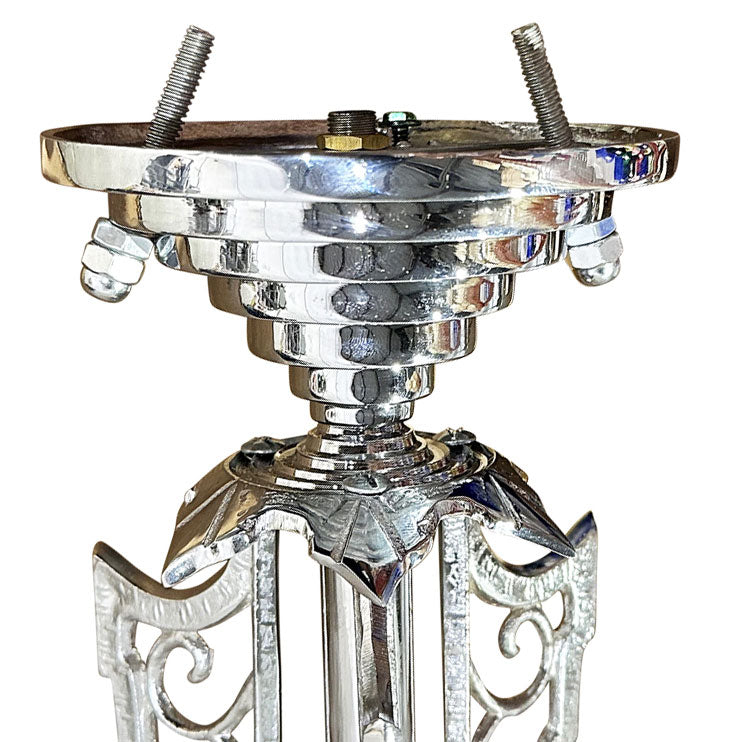 17 Inch Classic Art Deco Close Ceiling Light with Pink Champagne Glass (Polished Chrome Finish) COPPER MOUNTAIN HARDWARE