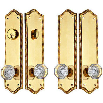 Georgian Roped Oval Deadbolt Entryway Set (Polished Brass Finish) COPPER MOUNTAIN HARDWARE