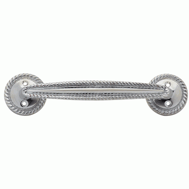 6 1/2 Inch Overall (5 Inch c-c) Georgian Roped Style Solid Brass Pull (Polished Chrome Finish) COPPER MOUNTAIN HARDWARE