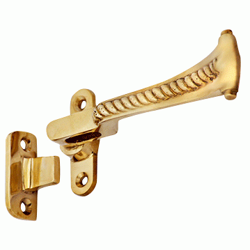 Solid Brass Georgian Roped Universal Style Casement Window Latch (Polished Brass Finish) Copper Mountain Hardware