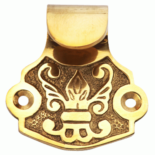 Solid Brass Fleur De Lis Sash Lift (Polished Brass Finish) Copper Mountain Hardware