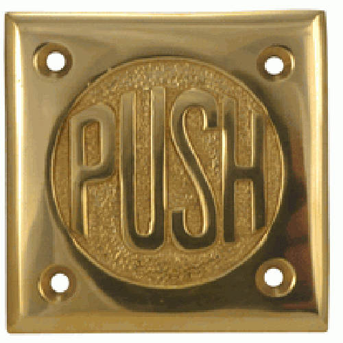 2 3/4 Inch Brass Classic American "Pull" & "Push" Signs (Polished Brass Finish) COPPER MOUNTAIN HARDWARE