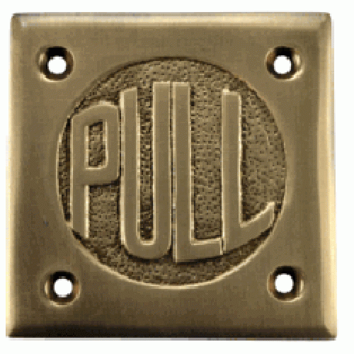 2 3/4 Inch Brass Classic American "Pull" & "Push" Signs (Antique Brass Finish) COPPER MOUNTAIN HARDWARE