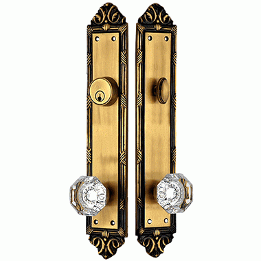 Ribbon & Reed Oval Deadbolt Entryway Set (Antique Brass Finish) COPPER MOUNTAIN HARDWARE