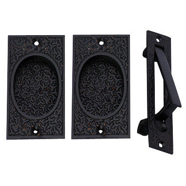 COPPER MOUNTAIN HARDWARE Rice Pattern Passage Style Door Set in Oil Rubbed Bronze by Copper Mountain Hardware