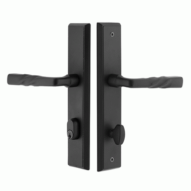 Sandcast Bronze Rectangular Style Stretto Passage Entryway Set (Matte Black Finish) EMTEK