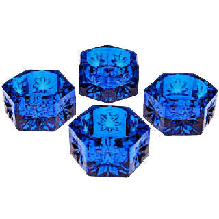 Set of 4 Salt Cellars - Cobalt Blue Hexagonal Open Salt Cellar Copper Mountain Hardware