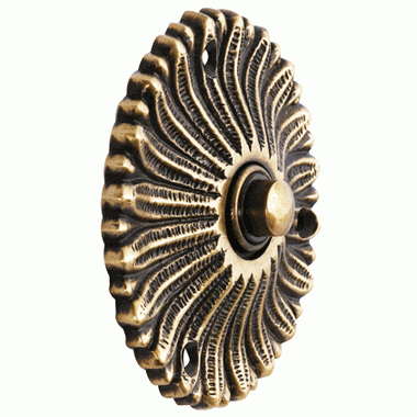 Solid Brass Antique Flower Doorbell Push (Antique Brass Finish) COPPER MOUNTAIN HARDWARE