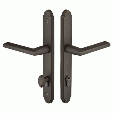 Solid Brass Arched Euro Keyed Style Multi Point Lock Trim (Medium Bronze Finish) EMTEK