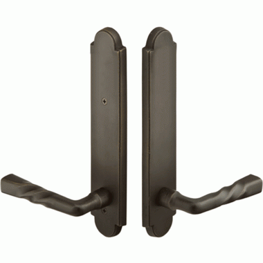 Solid Brass Arched Style Dummy Pair Multi Point Lock Trim (Medium Bronze Finish) EMTEK