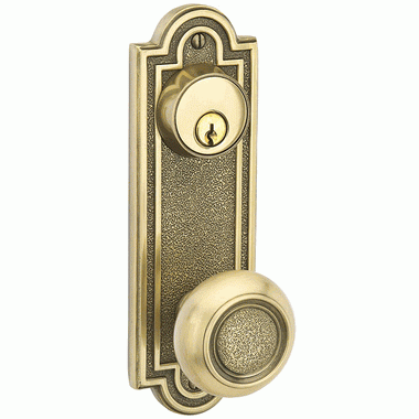 Solid Brass Belmont Single Keyed Style Entrway Set (Antique Brass Finish) EMTEK