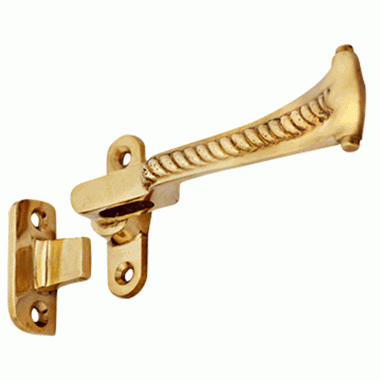 Solid Brass Georgian Roped Universal Style Casement Window Latch (Lacquered Brass Finish) Copper Mountain Hardware