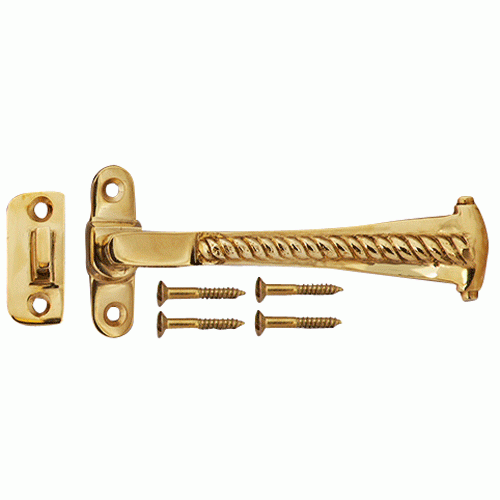 Solid Brass Georgian Roped Universal Style Casement Window Latch (Lacquered Brass Finish) Copper Mountain Hardware