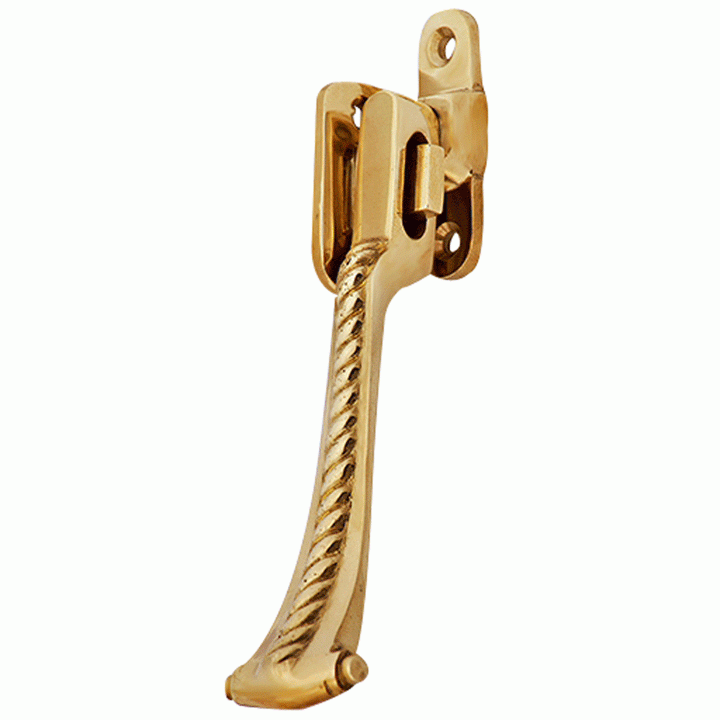 Solid Brass Georgian Roped Universal Style Casement Window Latch (Lacquered Brass Finish) Copper Mountain Hardware