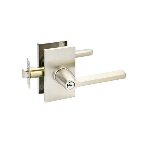 Emtek Solid Brass Helios Key In Door Lever with Modern Rectangular Rosette EMTEK