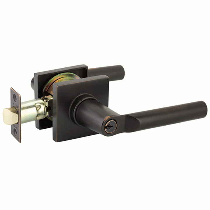 Emtek Solid Brass Luzern Key In Door Lever with Square Rosette (Several Finish Options) EMTEK