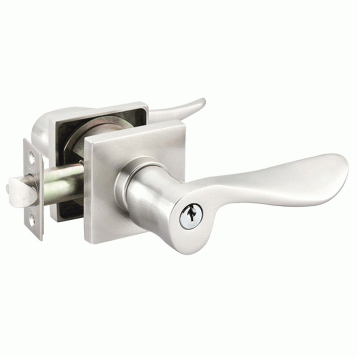 Emtek Solid Brass Luzern Key In Door Lever with Square Rosette (Several Finish Options) EMTEK