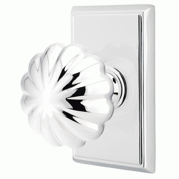 Solid Brass Melon Door Knob Set With Rectangular Rosette EMTEK