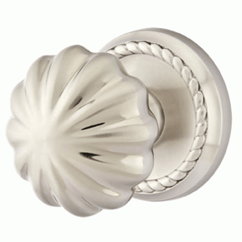 Solid Brass Melon Door Knob Set With Rope Rosette (Several Finish Options) EMTEK