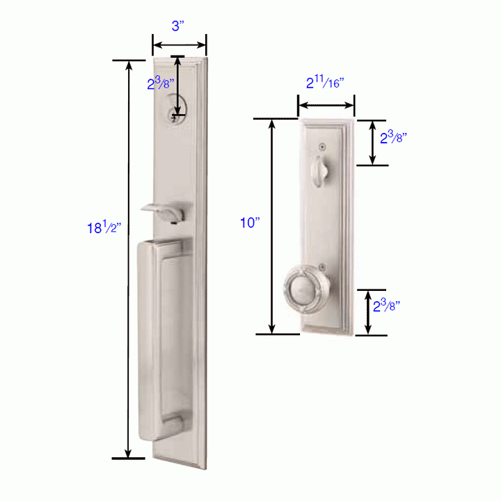 Solid Brass Melrose Style Entryway Set (Brushed Nickel Finish) EMTEK