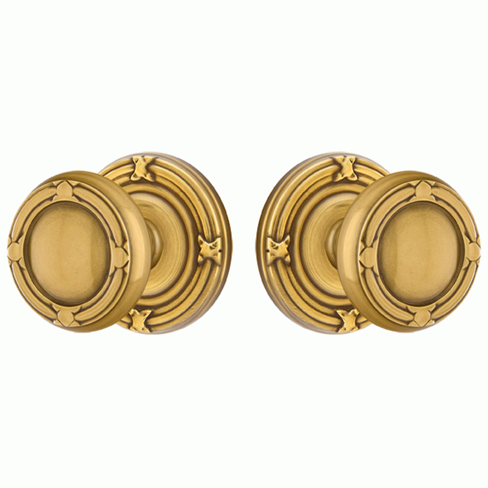 Solid Brass Ribbon & Reed Door Knob Set With Ribbon & Reed Rosette (Several Finish Options) EMTEK