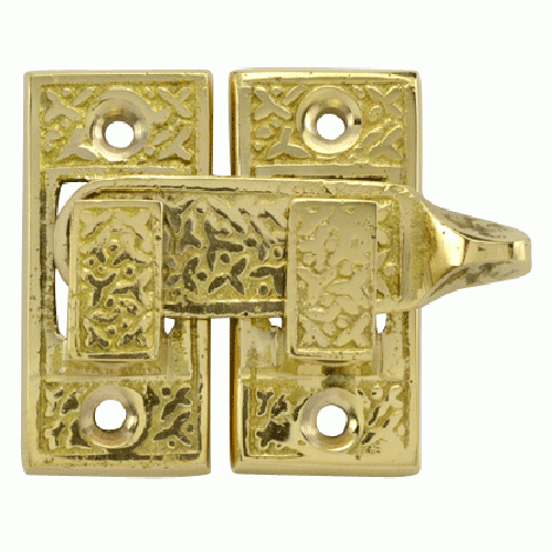 Solid Brass Rice Pattern Cabinet Latch (Lacquered Brass Finish) COPPER MOUNTAIN HARDWARE