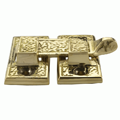 Solid Brass Rice Pattern Cabinet Latch (Lacquered Brass Finish) COPPER MOUNTAIN HARDWARE