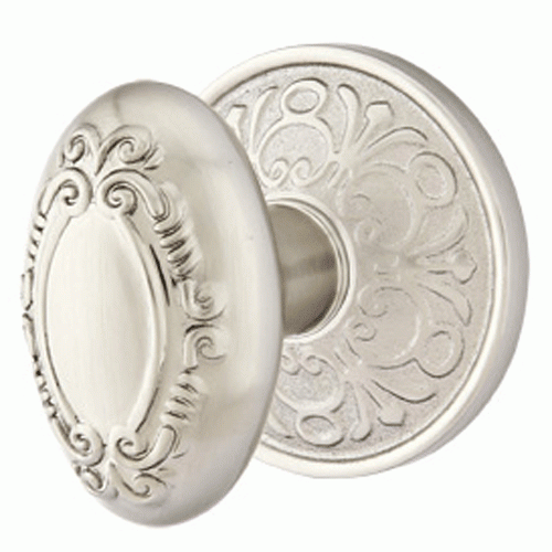 Solid Brass Victorian Door Knob Set With Lancaster Rosette (Several Finish Options) EMTEK