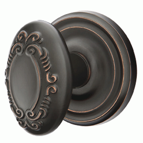 Solid Brass Victoria Door Knob Set With Regular Rosette (Several Finish Options) EMTEK