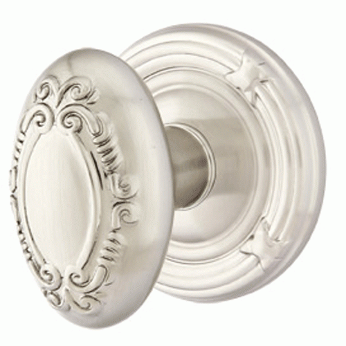 Solid Brass Victoria Door Knob Set With Ribbon & Reed Rosette (Several Finish Options) EMTEK