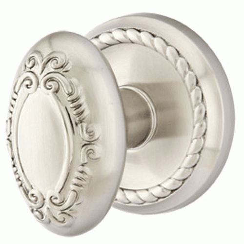 Solid Brass Victoria Door Knob Set With Rope Rosette (Several Finish Options) EMTEK