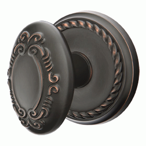 Solid Brass Victoria Door Knob Set With Rope Rosette (Several Finish Options) EMTEK