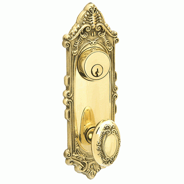 Solid Brass Victorian Keyed Style Passage Entryway Set (Polished Brass Finish) EMTEK