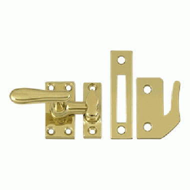 2 1/16 Inch Solid Brass Window Lock Casement Fastener (Polished Brass Finish) DELTANA