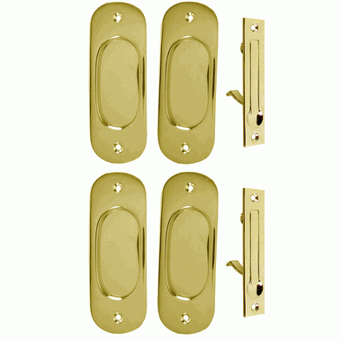 Traditional Oval Pattern Double Pocket Passage Style Door Set (Polished Brass) COPPER MOUNTAIN HARDWARE