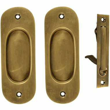 Traditional Oval Pattern Single Pocket Passage Style Door Set (Antique Brass Finish) COPPER MOUNTAIN HARDWARE