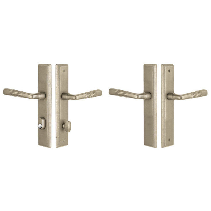 Sandcast Bronze Rectangular Style Stretto Passage Entryway Set (Tumbled White Bronze Finish) EMTEK