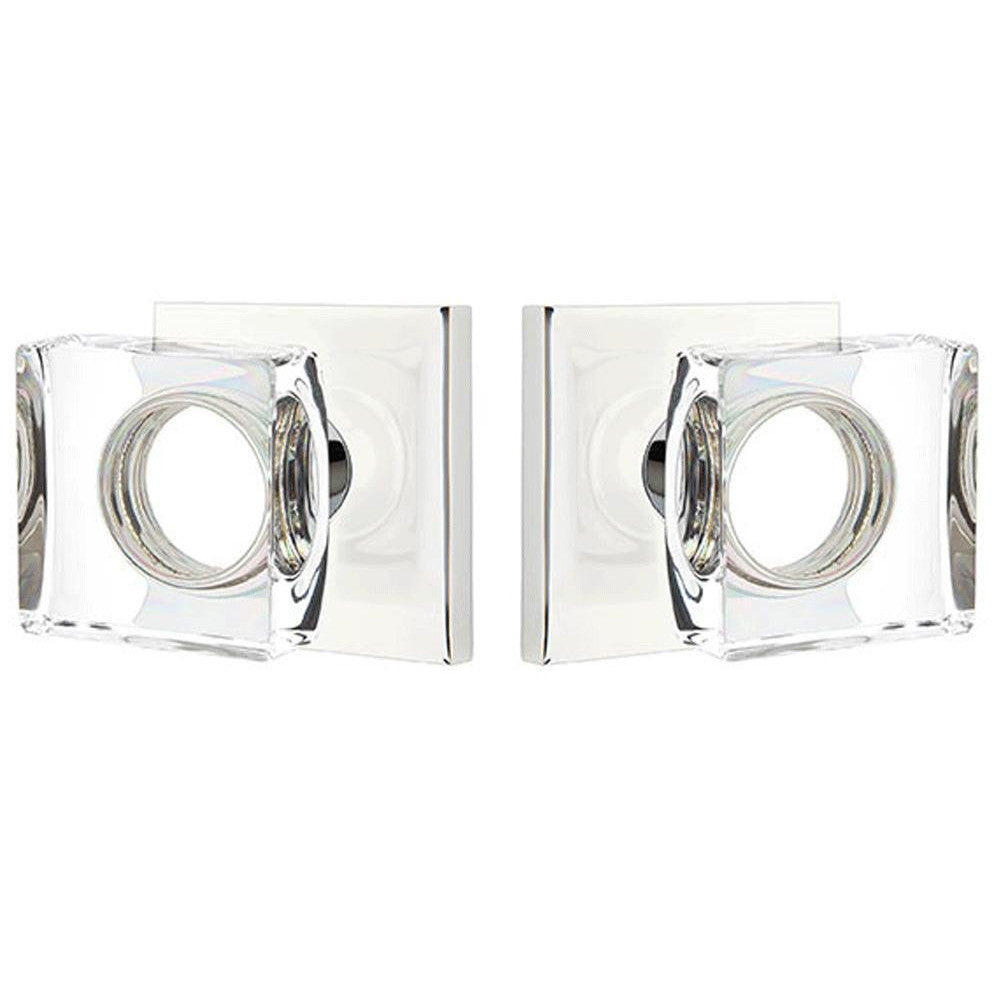 Modern Square Crystal Door Knob Set With Square Rosette (Several Finish Options) EMTEK