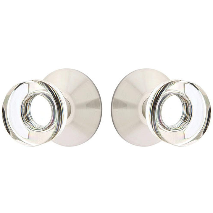 Modern Disc Crystal Door Knob Set With Modern Rosette (Several Finish Options) EMTEK