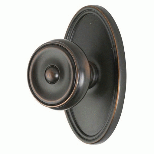 Solid Brass Waverly Door Knob Set With Oval Rosette (Several Finish Options) EMTEK