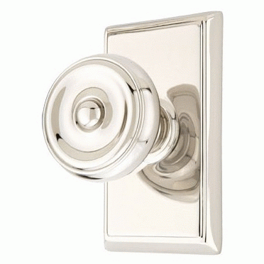 Solid Brass Waverly Door Knob Set With Rectangular Rosette (Several Finish Options) EMTEK