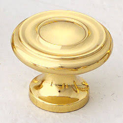 1 1/2 Inch Colonial Round Knob (Polished Brass Finish) SCHAUB