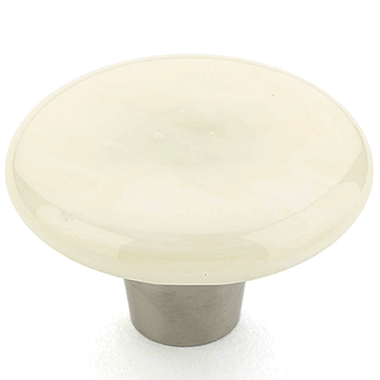 1 1/2 Inch Ice Ivory Silk Round Knob (Stainless Steel Finish) SCHAUB